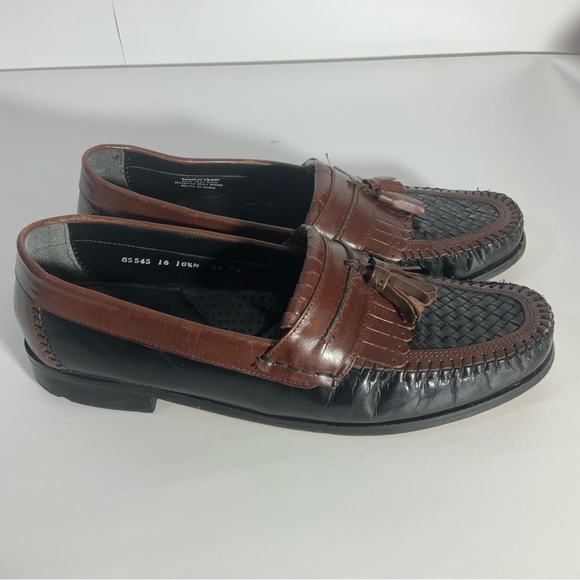 Nunn Bush Slip On Two-Toned Leather black & brown woven toe, kiltie loafer 10.5 main image 8